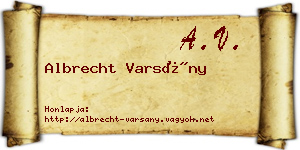 Albrecht Varsány névjegykártya